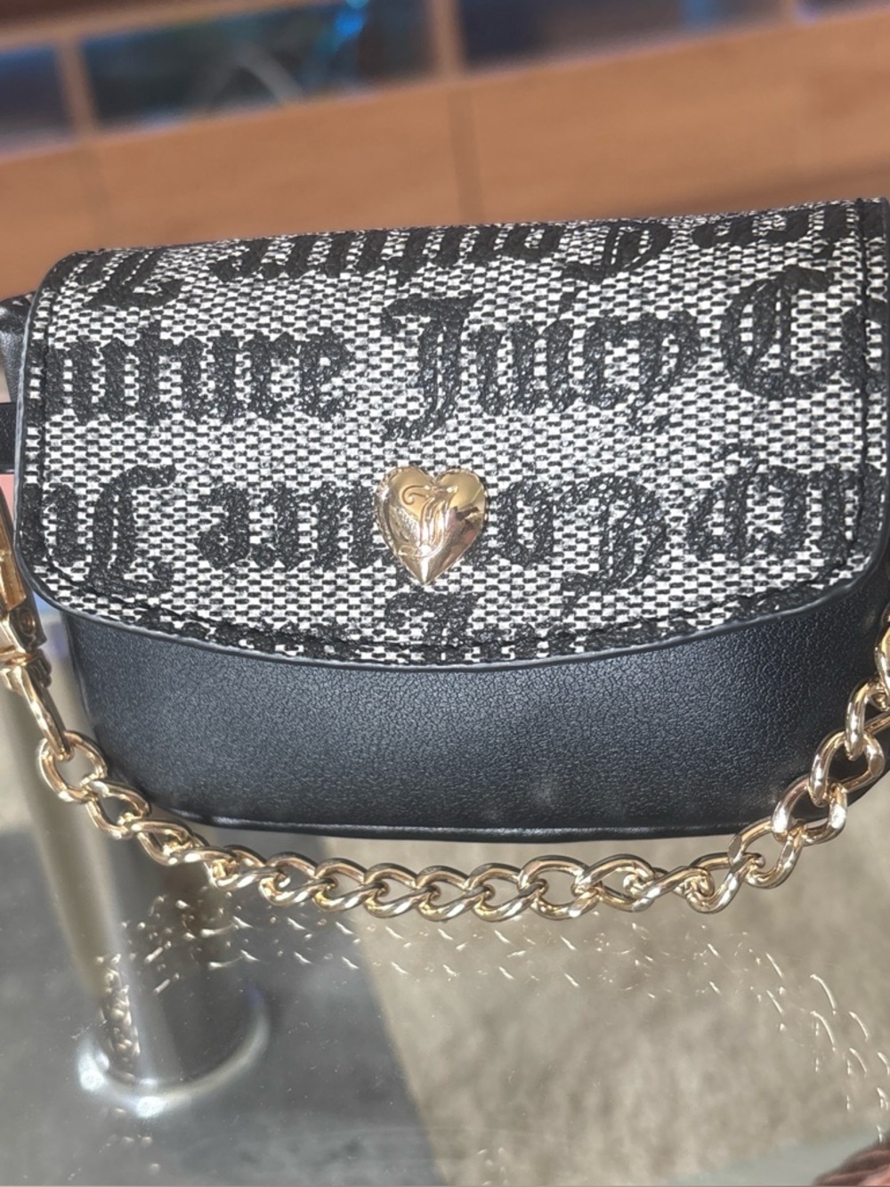Juicy Couture Black and Silver Mini Wallet/Cardholder Purse